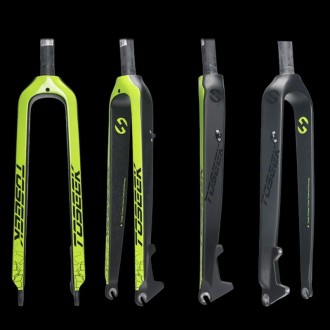 TOSEEK Ultra Light 29 Inch 435mm Mountain Bike Full Carbon Front Fork Straight Head Tube Disc Brake(Green)