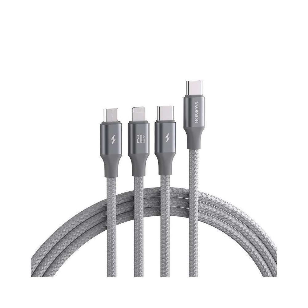 ROMOSS CB263N 1.5m PD20W Car Mobile Phone 3 In 1 TYPE-C Fast Charging Data Cable(Gray)