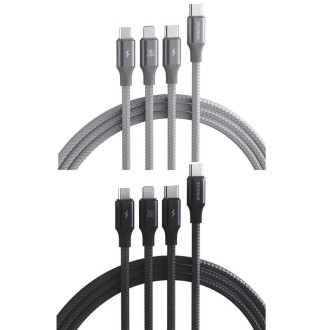 ROMOSS CB263N 1.5m PD20W Car Mobile Phone 3 In 1 TYPE-C Fast Charging Data Cable(Gray)