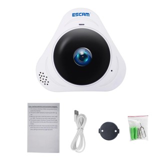 ESCAM Q8 960P 360 Degrees Fisheye Lens 1.3MP WiFi IP Camera, Support Motion Detection / Night Vision, IR Distance: 5-10m, UK Plu