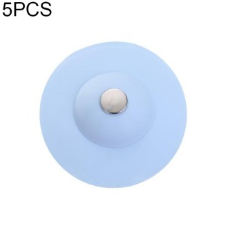 5 PCS Press Type Deodorant Floor Drain Cover Anti-blocking Sink Sewer Silicone Bounce Plug Bathroom Filter Plug(Blue)