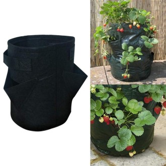 8 Pockets 43L / 10 Gallon Non-woven Felt Strawberry Planting Bag, Size: 35X45cm(Black)