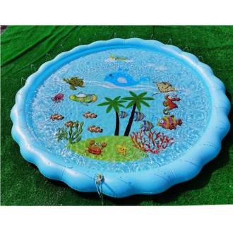 170cm PVC Inflatable Water Spray Pad Children Outdoor Summer Water Toys(Blue Ocean)