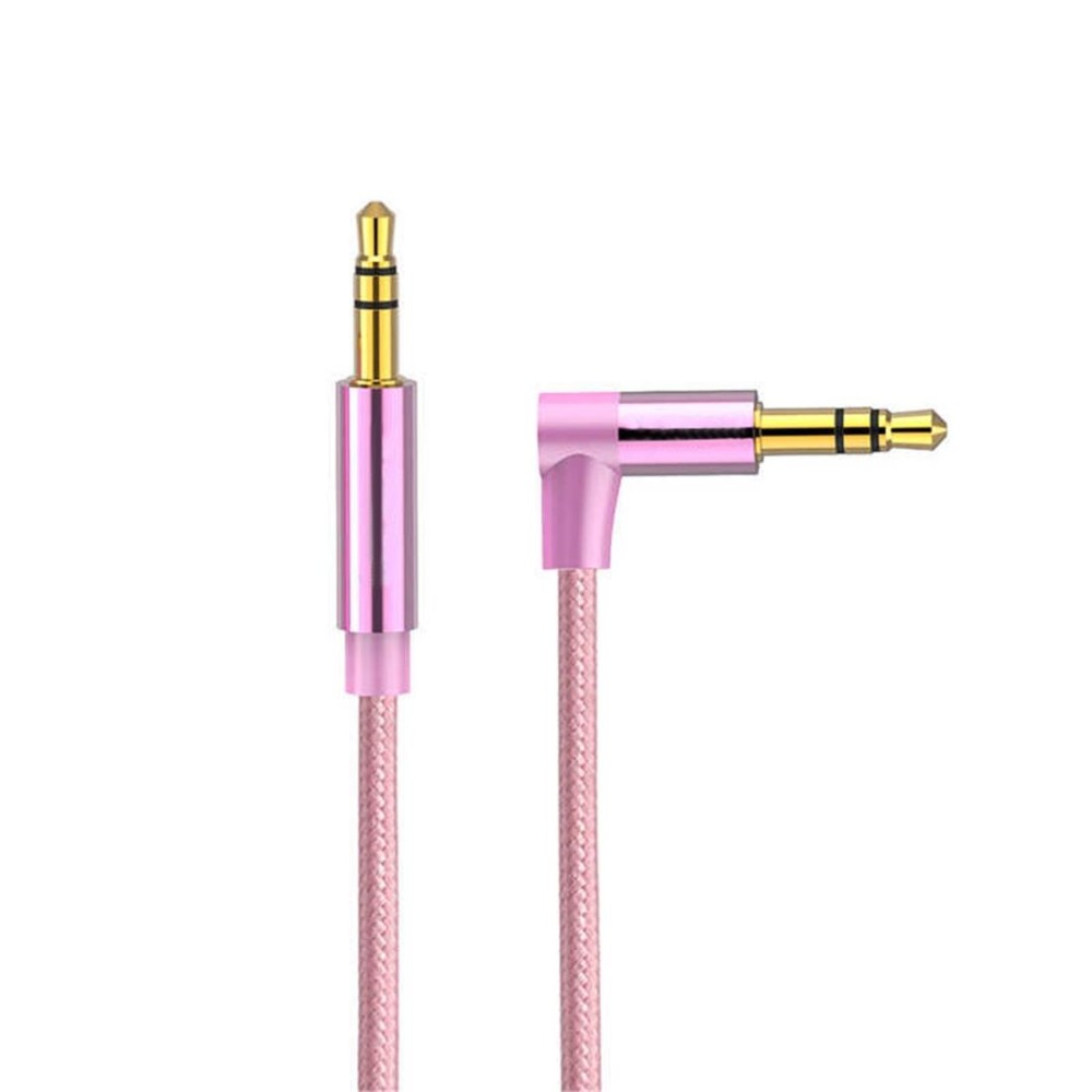 AV01 3.5mm Male to Male Elbow Audio Cable, Length: 1.5m (Rose Gold)