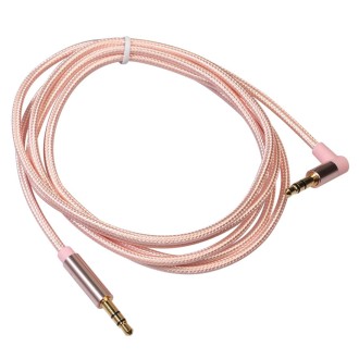 AV01 3.5mm Male to Male Elbow Audio Cable, Length: 1.5m (Rose Gold)