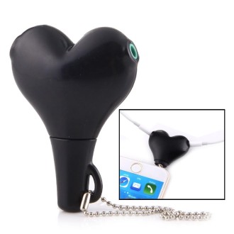 1 Male to 2 Females 3.5mm Jack Plug Multi-function Heart Shaped Earphone Audio Video Splitter Adapter with Key Chain for iPhone,