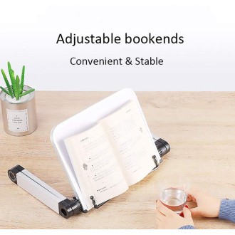 Adjustable Reading Book Bracket Foldable Aluminum Lap Desk Stand, Style:Two sections(White)