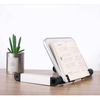 Adjustable Reading Book Bracket Foldable Aluminum Lap Desk Stand, Style:Two sections(White)