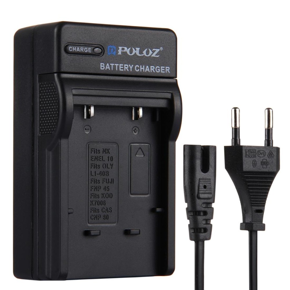 PULUZ EU Plug Battery Charger for Nikon EN-EL10, Olympus LI-40B, FUJI FNP-45, Kodak K7006, CASIO CNP80 Battery