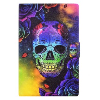 For Samsung Galaxy Tab A 10.1 T510 Coloured Drawing Leather Tablet Case(Skull)