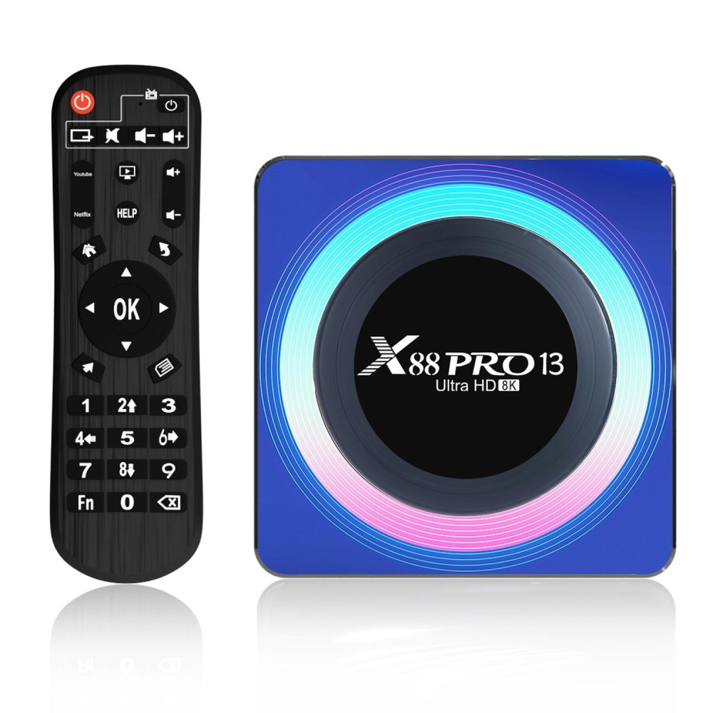 Acrylic X88 Pro 13 8K Ultra HD Android 13.0 Smart TV Box with Remote Control, RK3528 Quad-Core, 4GB+128GB(AU Plug)