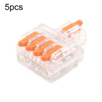 5pcs D1-4T Push Type Mini Wire Connection Splitter Quick Connect Terminal Block(Orange)