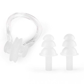 Earplugs Nose Clip Silicone Set Swimming Waterproof Equipment(White)