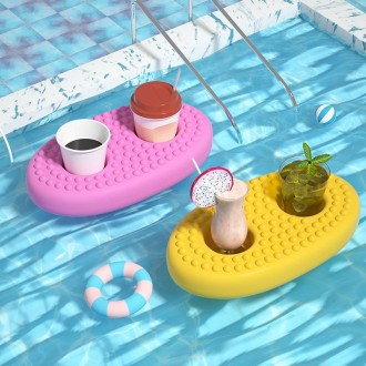 Inflatable Pool Floating Silicone Drink Cup Holder(Green)