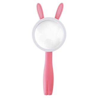 2275 5X/10X Cartoon Animal Handheld Children Science Experiment Magnifying Glass(Pink Rabbit)