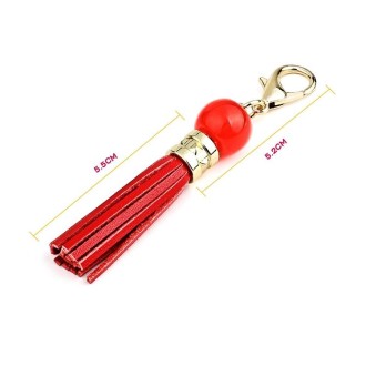 LS02 Cowhide Tassel Keychain Car Hanging Bag Pendant (Coffee)