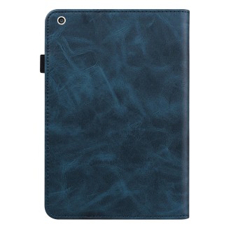 Solid Color Embossed Striped Smart Leather Case For iPad mini 5 / 4 / 3 / 2 / 1(Blue)