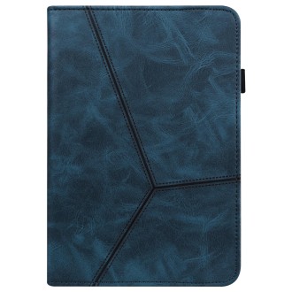 Solid Color Embossed Striped Smart Leather Case For iPad mini 5 / 4 / 3 / 2 / 1(Blue)