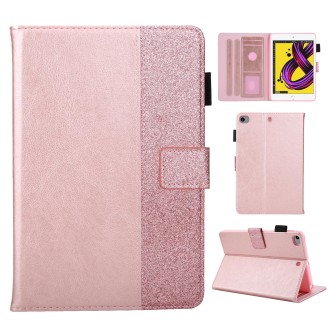 Glitter Powder Stitching Hot-pressed Changing PU Leather Case with Holder & Card Slots & Sleep / Wake-up Function For iPad mini 