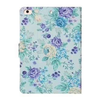 For iPad Mini 4 & 3 & 2 & 1 Flower Pattern Horizontal Flip Leather Case with Card Slots & Holder(Purple Flower)