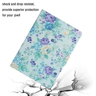 For iPad Mini 4 & 3 & 2 & 1 Flower Pattern Horizontal Flip Leather Case with Card Slots & Holder(Purple Flower)