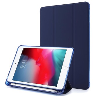 For iPad Mini 4 Airbag Horizontal Flip Leather Case with Three-fold Holder (Dark Blue)