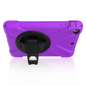 For iPad Mini 3 & 2 & 1 Shockproof Colorful Silicone + PC Protective Case with Holder & Hand Grip Strap(Purple)