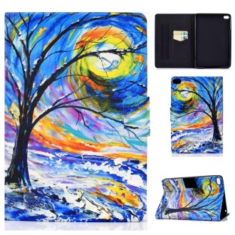 For iPad mini 5 / 4 / 3 / 2 / 1 TPU Electric Pressed Horizontal Flip Leather Case with Holder & Card Slot & Sleep / Wake-up Func