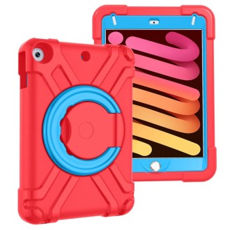 For iPad MINI 4/5 EVA + PC Flat Protective Shell with 360 ° Rotating Bracket(Red+Blue)