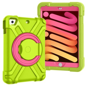 For iPad MINI1/2/3 EVA + PC Flat Protective Shell with 360 ° Rotating Bracket(Grass Green+Rose Red)