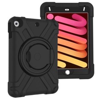 For iPad MINI 4/5 EVA + PC Flat Protective Shell with 360 ° Rotating Bracket(Black+Black)