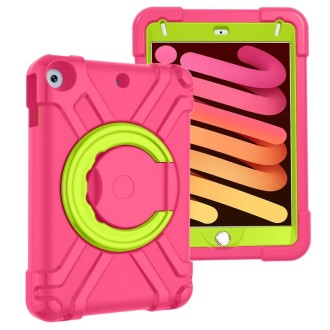 For iPad MINI 4/5 EVA + PC Flat Protective Shell with 360 ° Rotating Bracket(Rose Red+Grass Green)