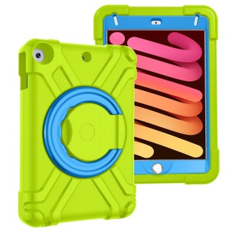 For iPad MINI 4/5 EVA + PC Flat Protective Shell with 360 ° Rotating Bracket(Grass Green+Blue)