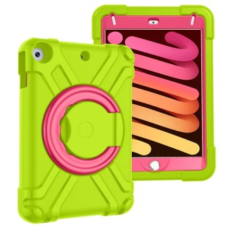 For iPad MINI 4/5 EVA + PC Flat Protective Shell with 360 ° Rotating Bracket(Grass Green+Rose Red)