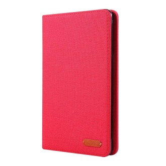 For iPad Mini 4 / 3 / 2 / 1 Cloth Teature Horizontal Flip PU Leather Case with with Holder & Card Slots(Red)