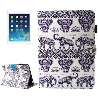 For iPad mini 4 / mini 3 / mini 2 / mini Universal Elephant Lotus Pattern Horizontal Flip Leather Protective Case with Holder & 