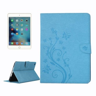 For iPad mini 4 Pressed Flowers Butterfly Pattern Horizontal Flip PU Leather Case with Magnetic Buckle & Holder & Card Slots & W