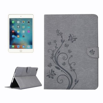 For iPad mini 4 Pressed Flowers Butterfly Pattern Horizontal Flip PU Leather Case with Magnetic Buckle & Holder & Card Slots & W