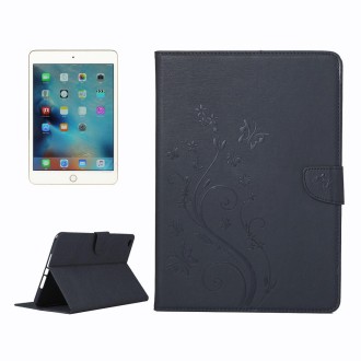 For iPad mini 4 Pressed Flowers Butterfly Pattern Horizontal Flip PU Leather Case with Magnetic Buckle & Holder & Card Slots & W