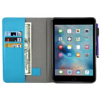 For iPad mini 4 / 3 / 2 / 1 Butterfly Tree Pattern Horizontal Flip Leather Case with Holder & Wallet & Card Slots & Sleep / Wake