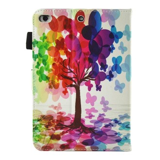 For iPad mini 4 / 3 / 2 / 1 Butterfly Tree Pattern Horizontal Flip Leather Case with Holder & Wallet & Card Slots & Sleep / Wake