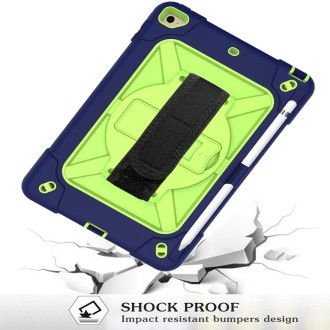 For iPad Mini 5 / 4 Contrast Color Silicone + PC Combination Case with Holder(Navy Blue + Olivine)