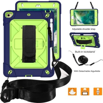 For iPad Mini 5 / 4 Contrast Color Silicone + PC Combination Case with Holder(Navy Blue + Olivine)