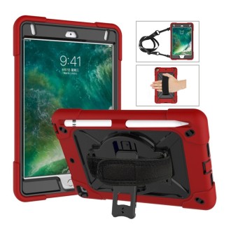 For iPad Mini 5 / 4 Contrast Color Silicone + PC Combination Case with Holder(Red + Black)