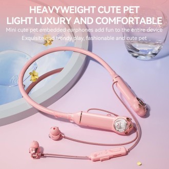 K1692 Meow Planet Neck-mounted Noise Reduction Sports Bluetooth Earphones(White)