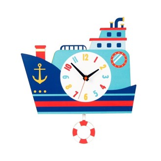 Cartoon Shake Wall Clock Children Room Decoration Wall Clock (Sail Boat)