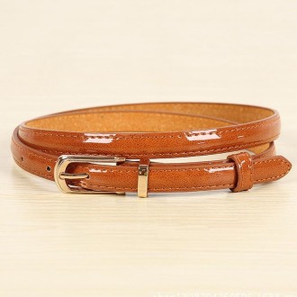 Women Thin Section Waist Belt Versatile Pin Buckle Slim Waist Band(Camel)