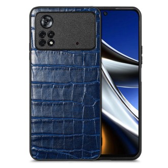 For Xiaomi Poco X4 Pro 5G Crocodile Grain Leather Back Cover Phone Case(Blue)