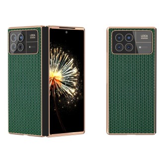 For Xiaomi Mix Fold 3 Genuine Leather Luxury Series Nano Plating Phone Case(Dark Green)