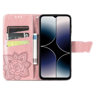 For Ulefone Note 16 Pro Butterfly Love Flower Embossed Leather Phone Case(Rose Gold)